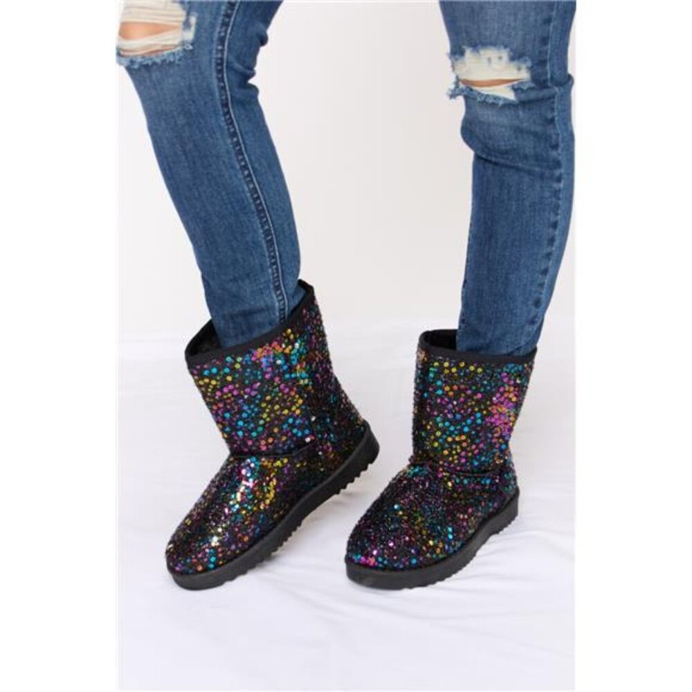 NWT Forever Link Sequin Thermal Flat Boots, Sparkly and Warm, Cozy and Comfy